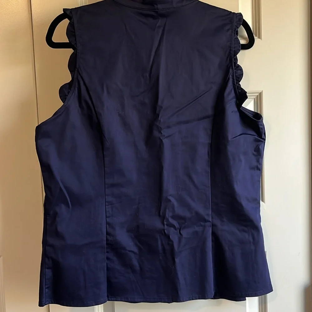 41 Hawthorne Camilla Scalloped Detail Blouse, Navy - Picture 5 of 7
